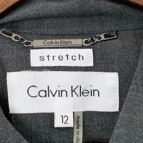 NWT Calvin Klein Jacket Womens 12 Large Longline Charcoal Gray Careerwear Office - Picture 3 of 14